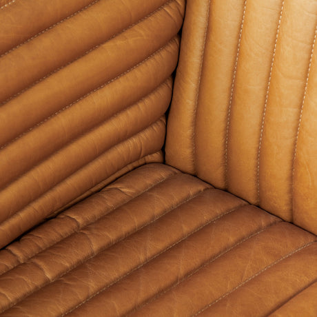 Ricciardo Leather Three Seater Sofa In Cognac by Mercana at Eve Furniture