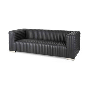 Ricciardo Leather Wrapped Three Seater Sofa In Black by Mercana at Eve Furniture