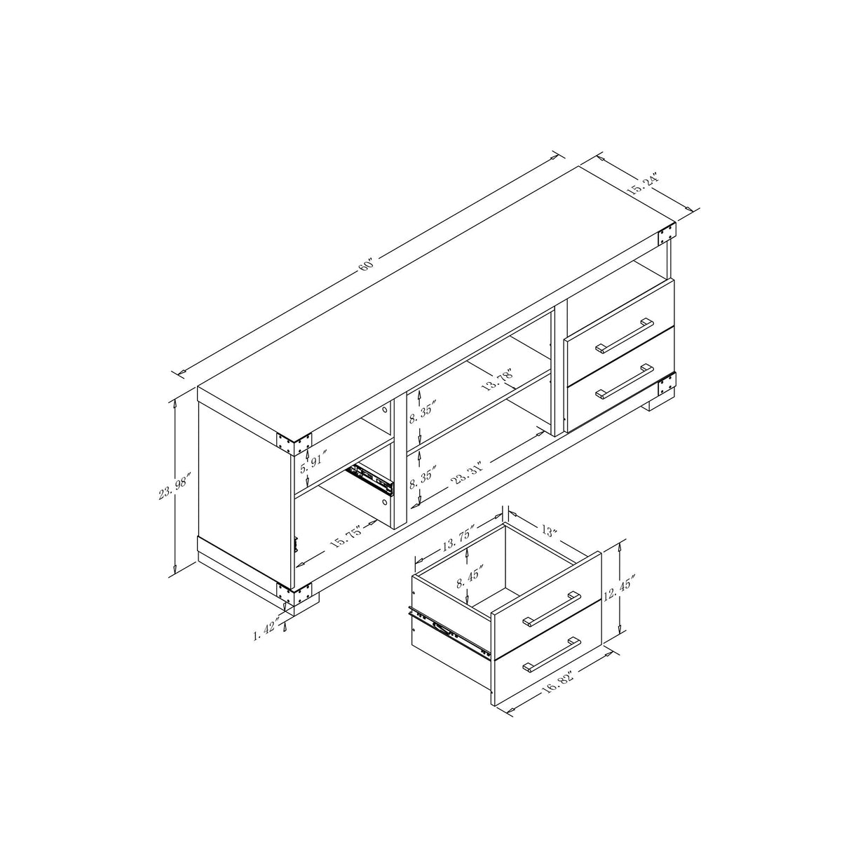 Richmond 60" TV Stand in Brown by Manhattan Comfort at Eve Furniture