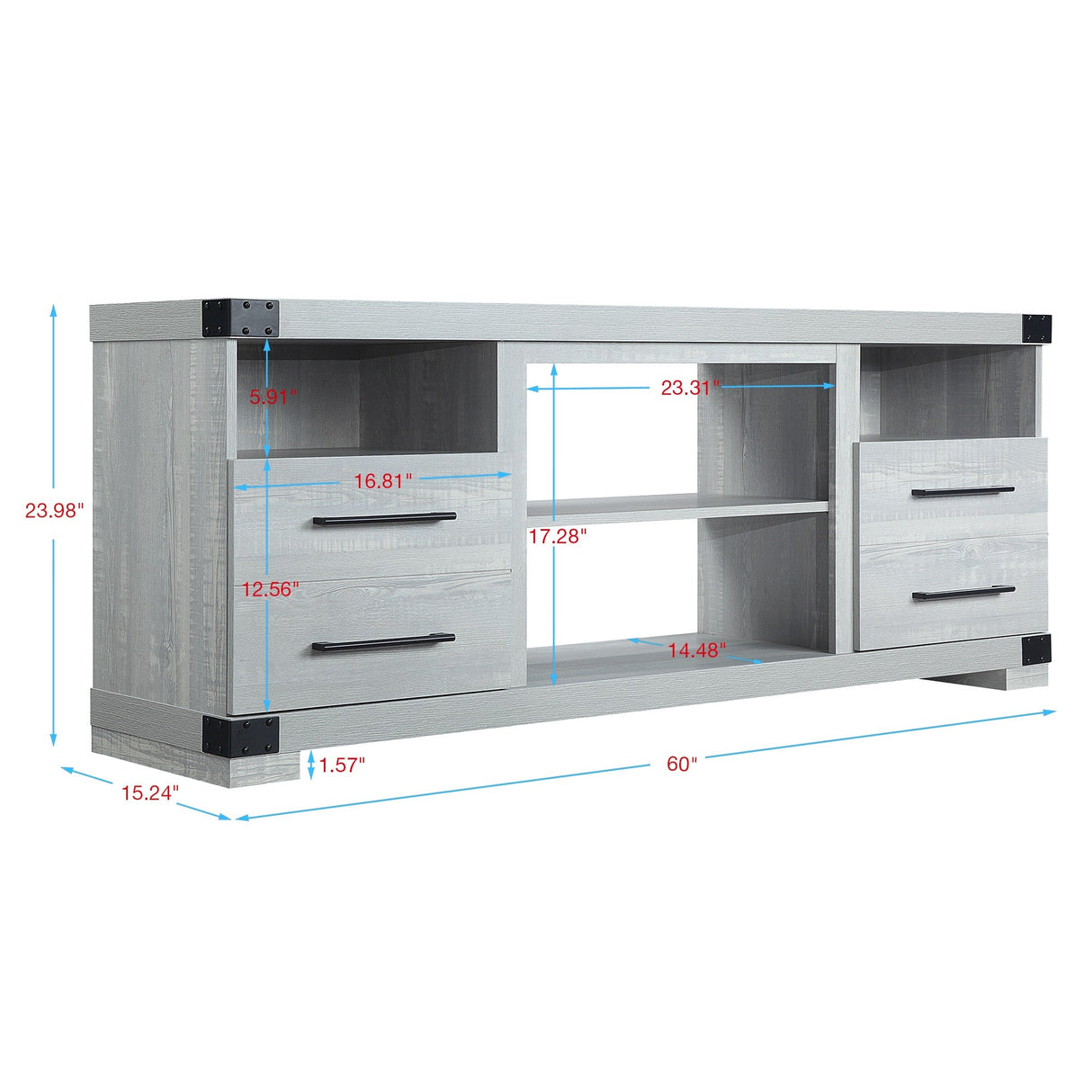 Richmond 60" TV Stand in Grey by Manhattan Comfort at Eve Furniture