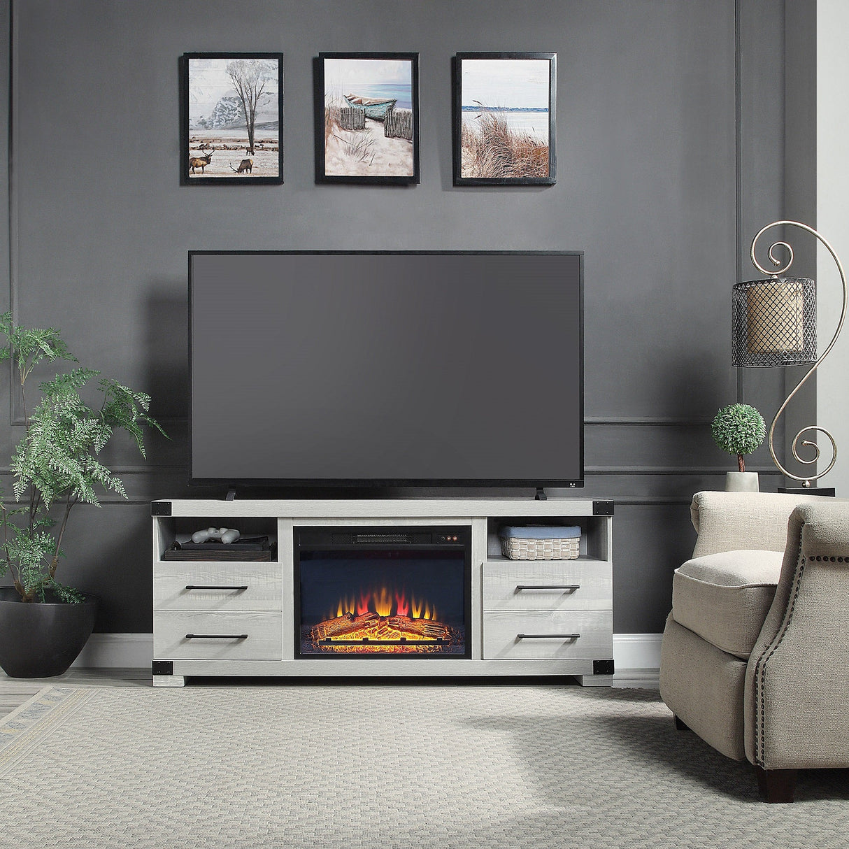 Richmond Fireplace in Grey by Manhattan Comfort at Eve Furniture