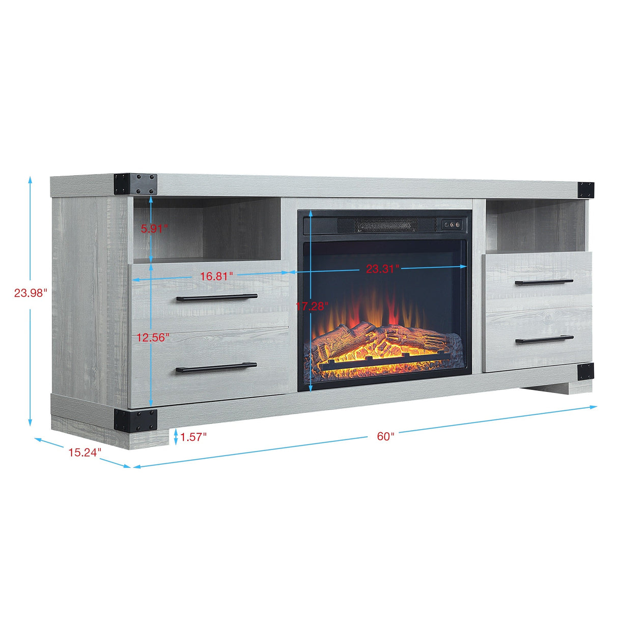 Richmond Fireplace in Grey by Manhattan Comfort at Eve Furniture