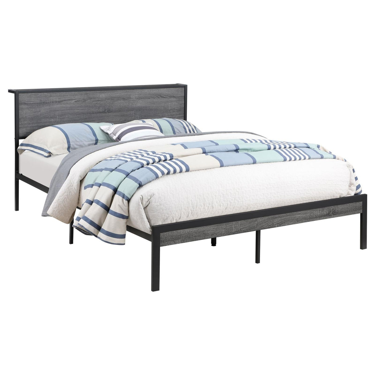 Ricky Full Platform Bed Grey and Black