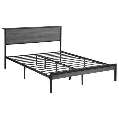 Ricky Queen Platform Bed Grey and Black