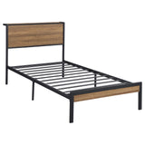 Ricky Twin Platform Bed Light Oak and Black