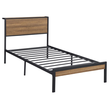 Ricky Twin Platform Bed Light Oak and Black