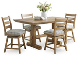 Ridgester Light Brown Counter Height Dining Table and 4 Barstools by Ashley at Eve Furniture