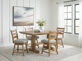 Ridgester Light Brown Counter Height Dining Table and 4 Barstools by Ashley at Eve Furniture