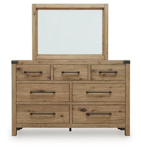 Ridgester Light Brown Dresser and Mirror by Ashley at Eve Furniture