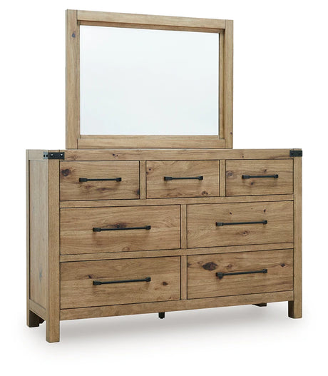 Ridgester Light Brown Dresser and Mirror by Ashley at Eve Furniture