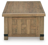 Ridgester Light Brown Lift-Top Coffee Table by Ashley at Eve Furniture