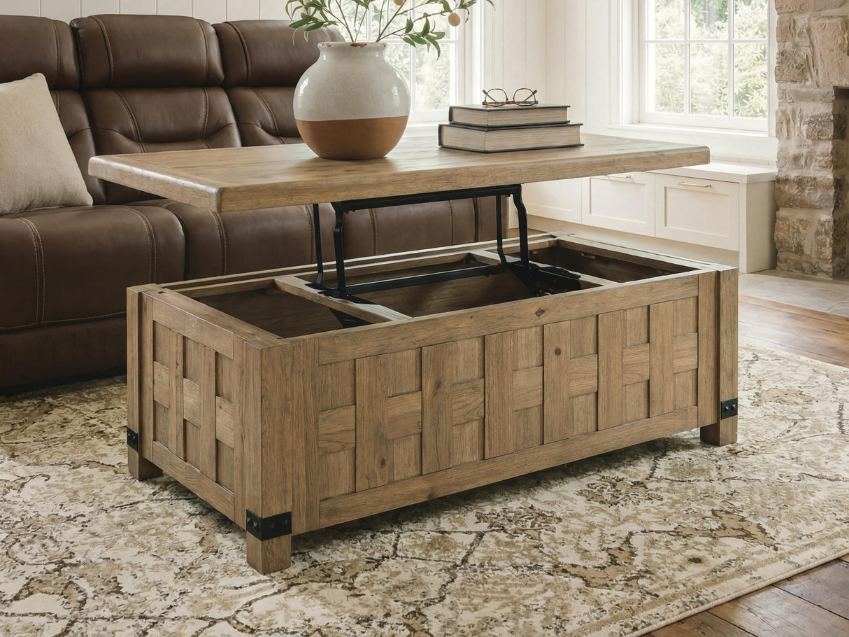 Ridgester Light Brown Lift-Top Coffee Table by Ashley at Eve Furniture