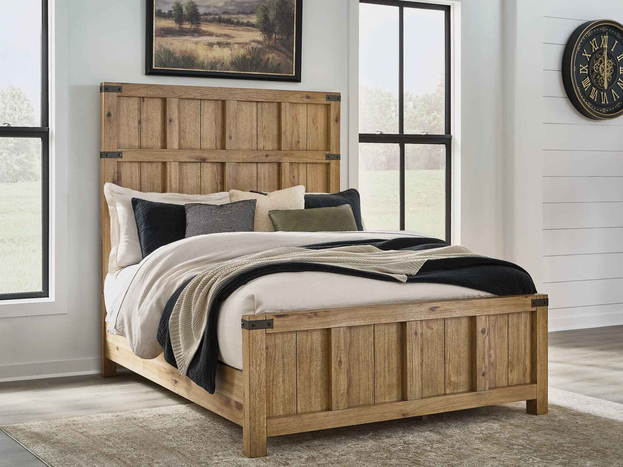 Ridgester Light Brown Queen Panel Bed by Ashley at Eve Furniture
