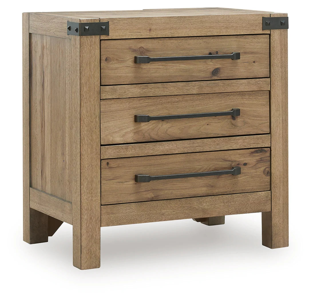 Ridgester Light Brown Three Drawer Nightstand by Ashley at Eve Furniture