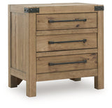 Ridgester Light Brown Three Drawer Nightstand by Ashley at Eve Furniture
