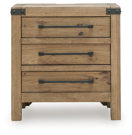 Ridgester Light Brown Three Drawer Nightstand by Ashley at Eve Furniture