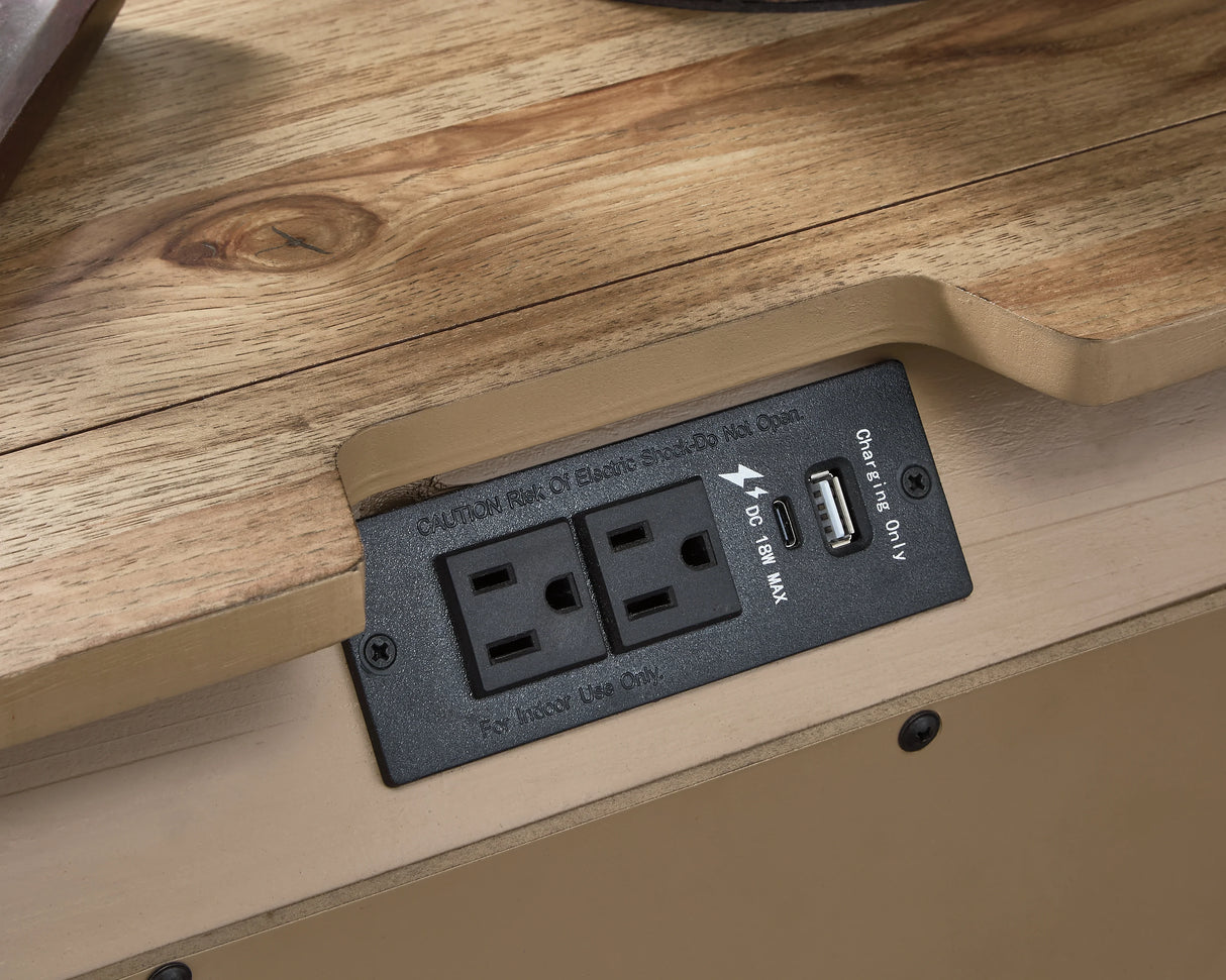 Ridgester Light Brown Three Drawer Nightstand by Ashley at Eve Furniture