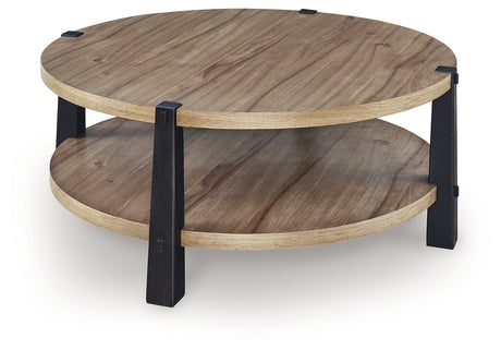 Ridgester Light Brown/Black Coffee Table by Ashley at Eve Furniture