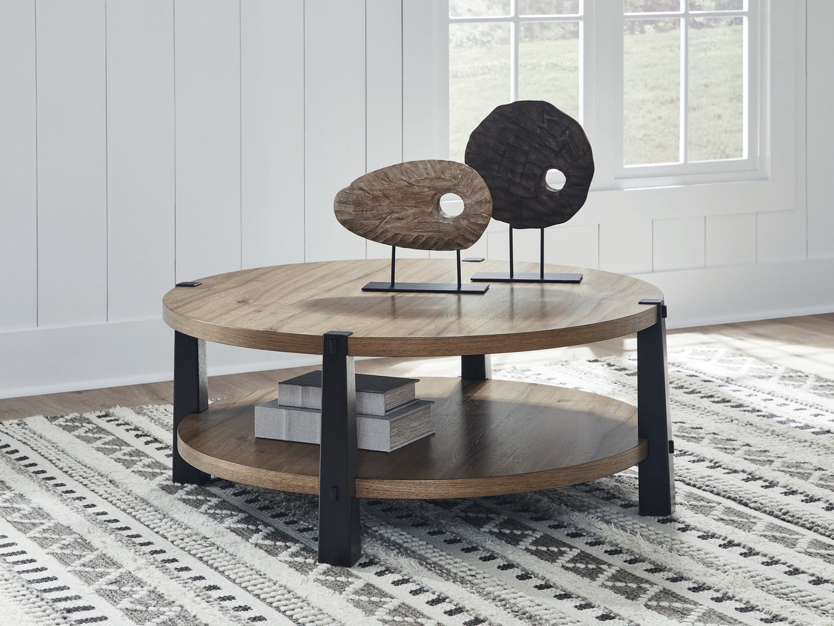 Ridgester Light Brown/Black Coffee Table by ASHLEY FURNITURE at Eve Furniture