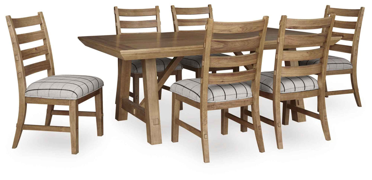 Ridgester Natural Wood Extendable Dining Table and 6 Chairs by Ashley at Eve Furniture