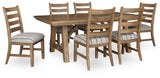 Ridgester Natural Wood Extendable Dining Table and 6 Chairs by Ashley at Eve Furniture