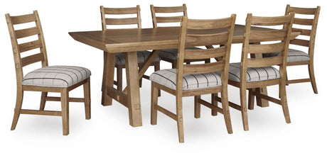 Ridgester Natural Wood Extendable Dining Table and 6 Chairs by Ashley at Eve Furniture