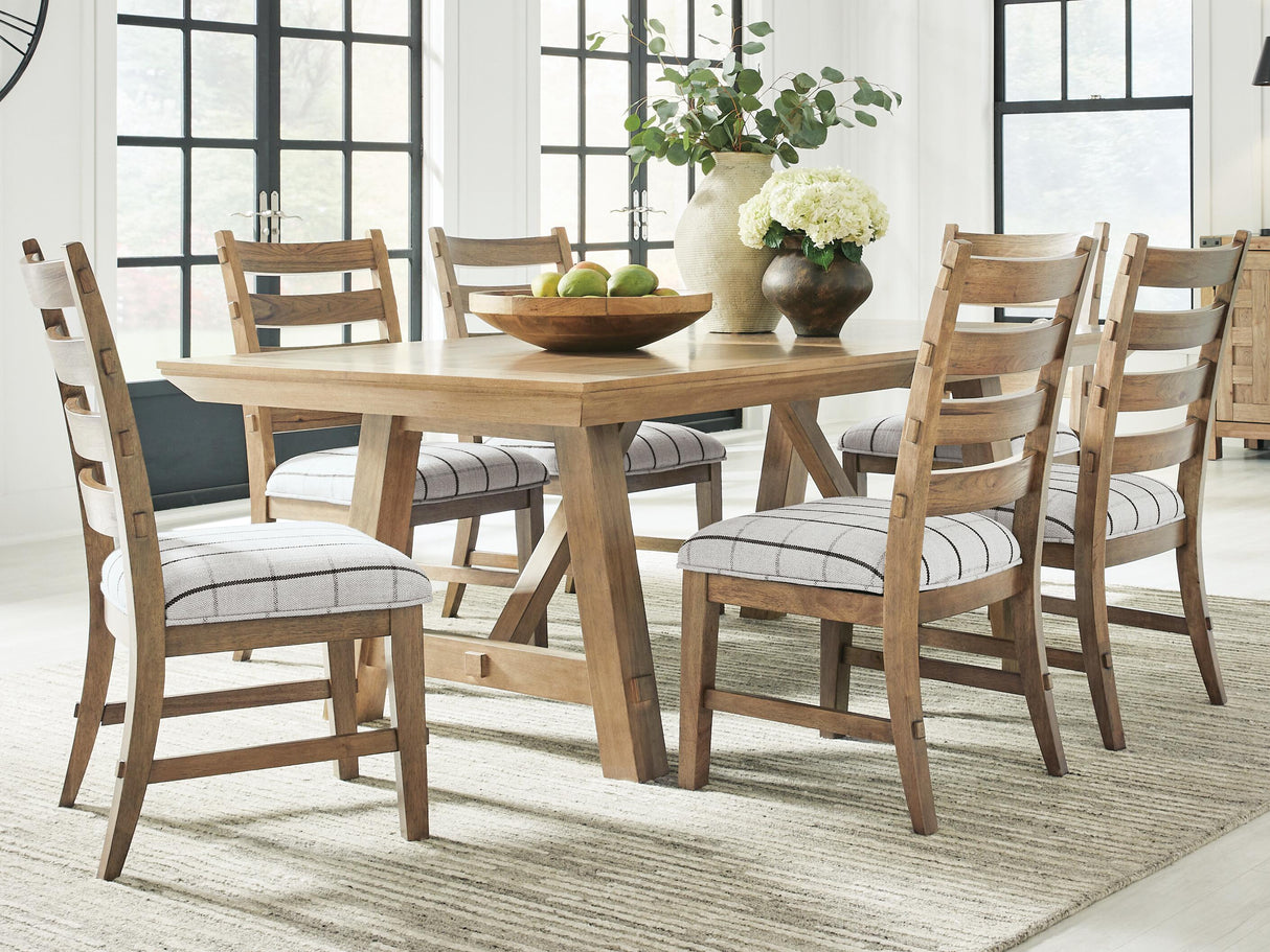Ridgester Natural Wood Extendable Dining Table and 6 Chairs by Ashley at Eve Furniture