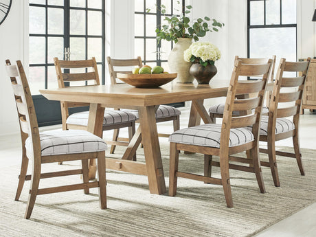 Ridgester Natural Wood Extendable Dining Table and 6 Chairs by Ashley at Eve Furniture