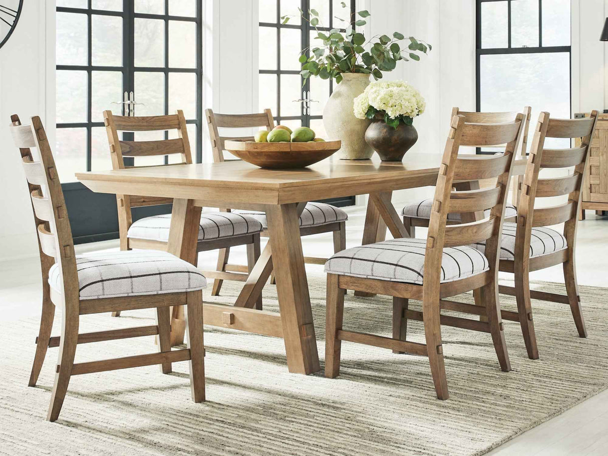 Ridgester Natural Wood Extendable Dining Table and 6 Chairs by Ashley at Eve Furniture