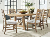 Ridgester Natural Wood Extendable Dining Table and 6 Chairs by Ashley at Eve Furniture
