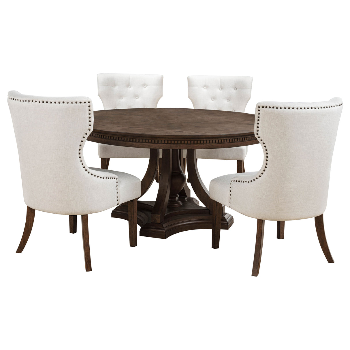 Ridgewell Dark Oak 5-piece Round Pedestal Dining Set by Coaster at Eve Furniture