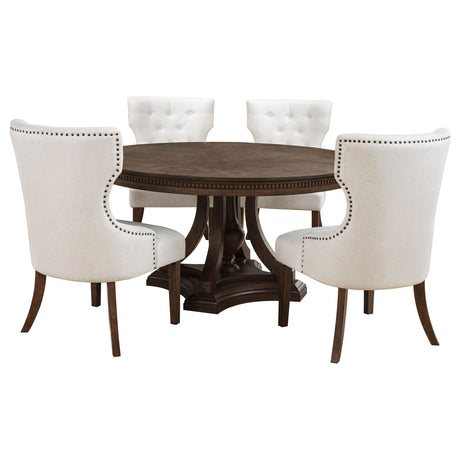 Ridgewell Dark Oak 5-piece Round Pedestal Dining Set by Coaster at Eve Furniture