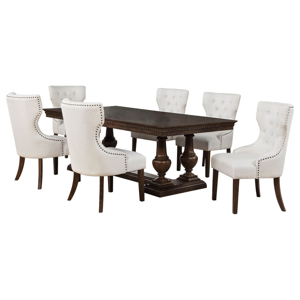 Ridgewell Dark Oak 7-piece Rectangular Trestle Dining Set by Coaster at Eve Furniture
