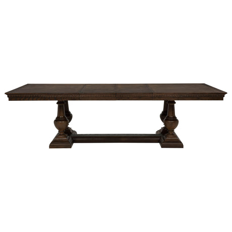 Ridgewell Dark Oak 7-piece Rectangular Trestle Dining Set by Coaster at Eve Furniture