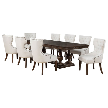 Ridgewell Dark Oak 9-piece Rectangular Trestle Dining Set by Coaster at Eve Furniture