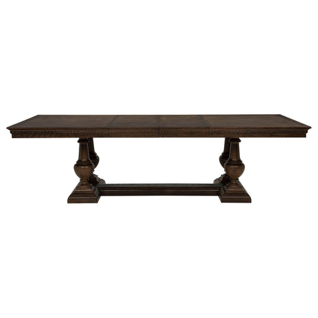 Ridgewell Dark Oak Rectangular Trestle Dining Table by Coaster at Eve Furniture