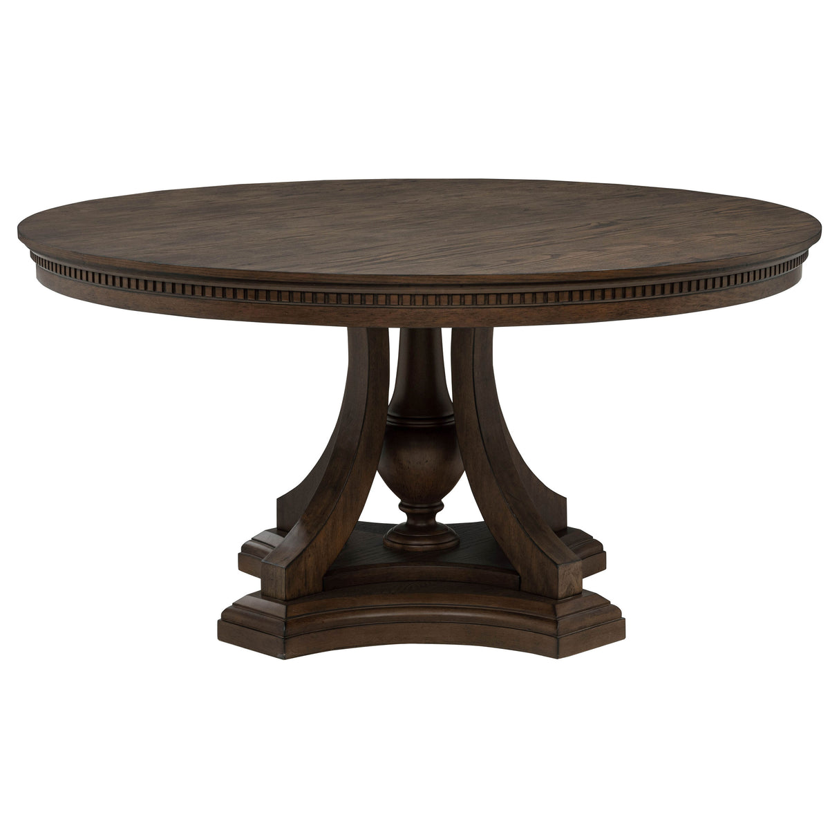 Ridgewell Dark Oak Round Pedestal Dining Table by Coaster at Eve Furniture