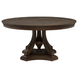 Ridgewell Dark Oak Round Pedestal Dining Table by Coaster at Eve Furniture