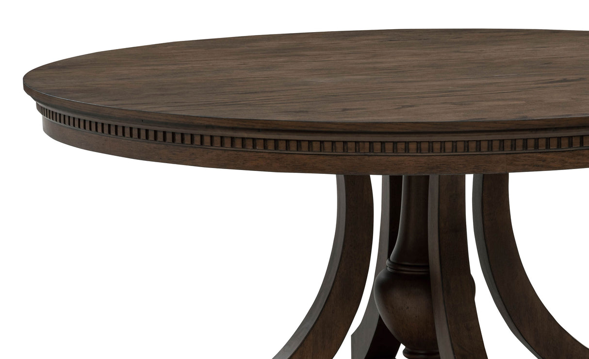 Ridgewell Dark Oak Round Pedestal Dining Table by Coaster at Eve Furniture