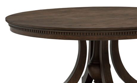Ridgewell Dark Oak Round Pedestal Dining Table by Coaster at Eve Furniture