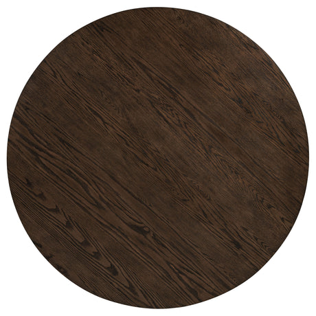 Ridgewell Dark Oak Round Pedestal Dining Table by Coaster at Eve Furniture