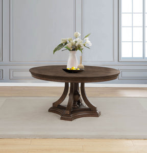 Ridgewell Dark Oak Round Pedestal Dining Table by Coaster at Eve Furniture