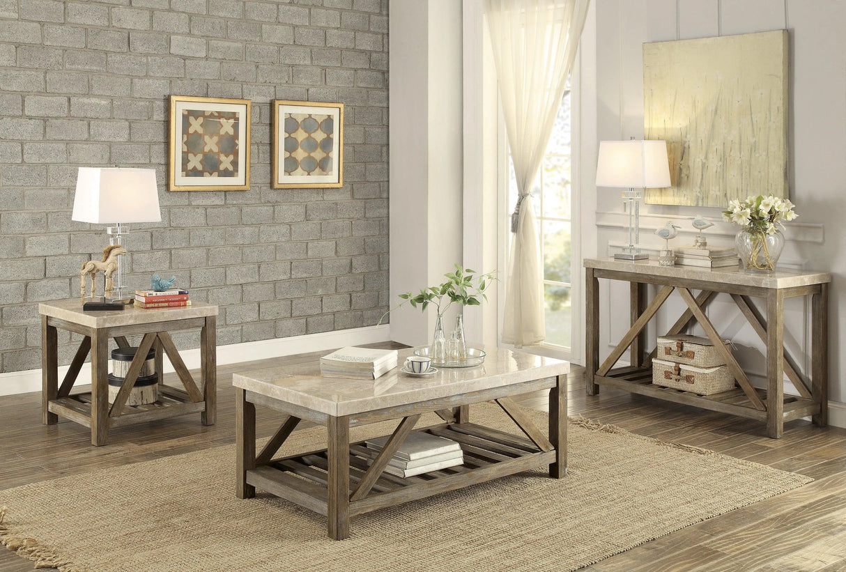 Ridley Weathered Natural Cocktail Table by Homelegance at Eve Furniture