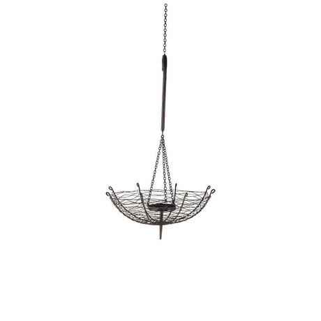 Rihanna I Small Black Metal Umbrella Candle Holder Lantern by Mercana at Eve Furniture