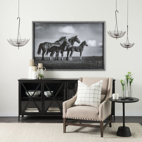 Rihanna III Large Black Metal Umbrella Candle Holder Lantern by Mercana at Eve Furniture