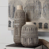 Riker III Large Dark Gray Cream Ceramic Vase by Mercana at Eve Furniture