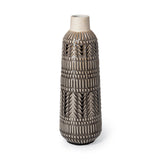 Riker III Large Dark Gray Cream Ceramic Vase by Mercana at Eve Furniture