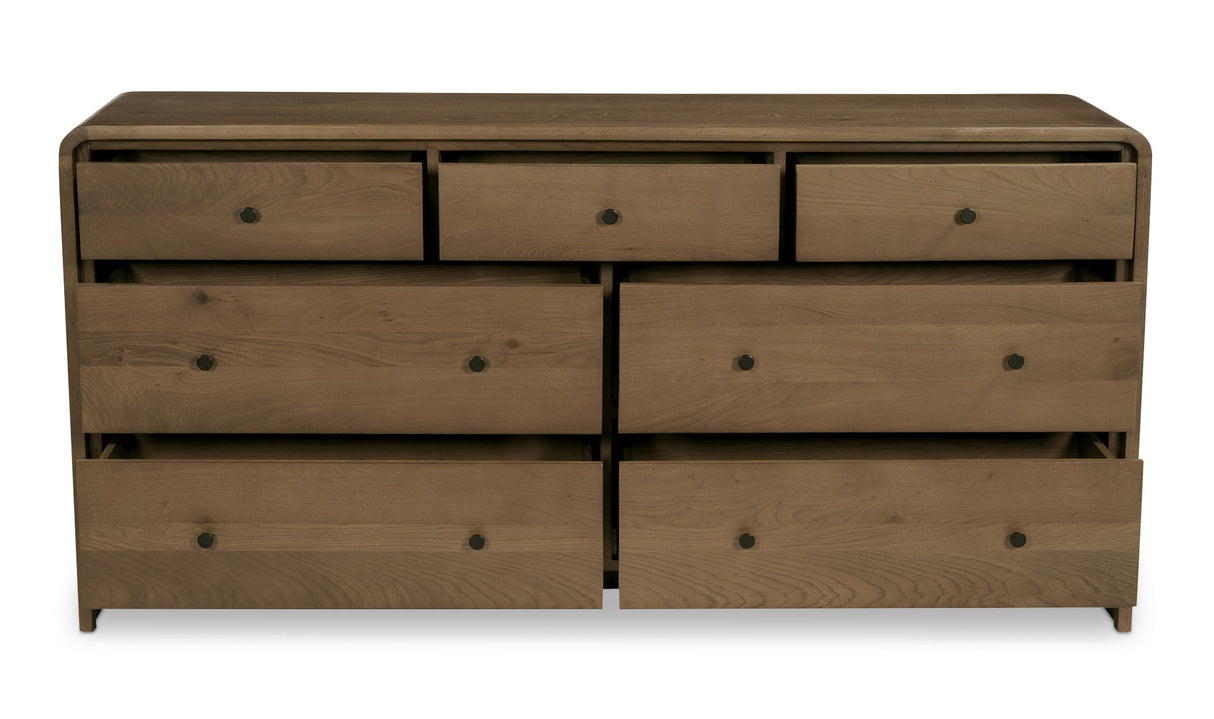 Riley 7 Drawer Dresser Oak by Moe's Home at Eve Furniture