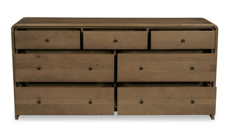 Riley 7 Drawer Dresser Oak by Moe's Home at Eve Furniture