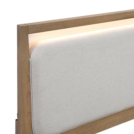 Riley Light Brown Eastern King Upholstered Bed by Homelegance at Eve Furniture